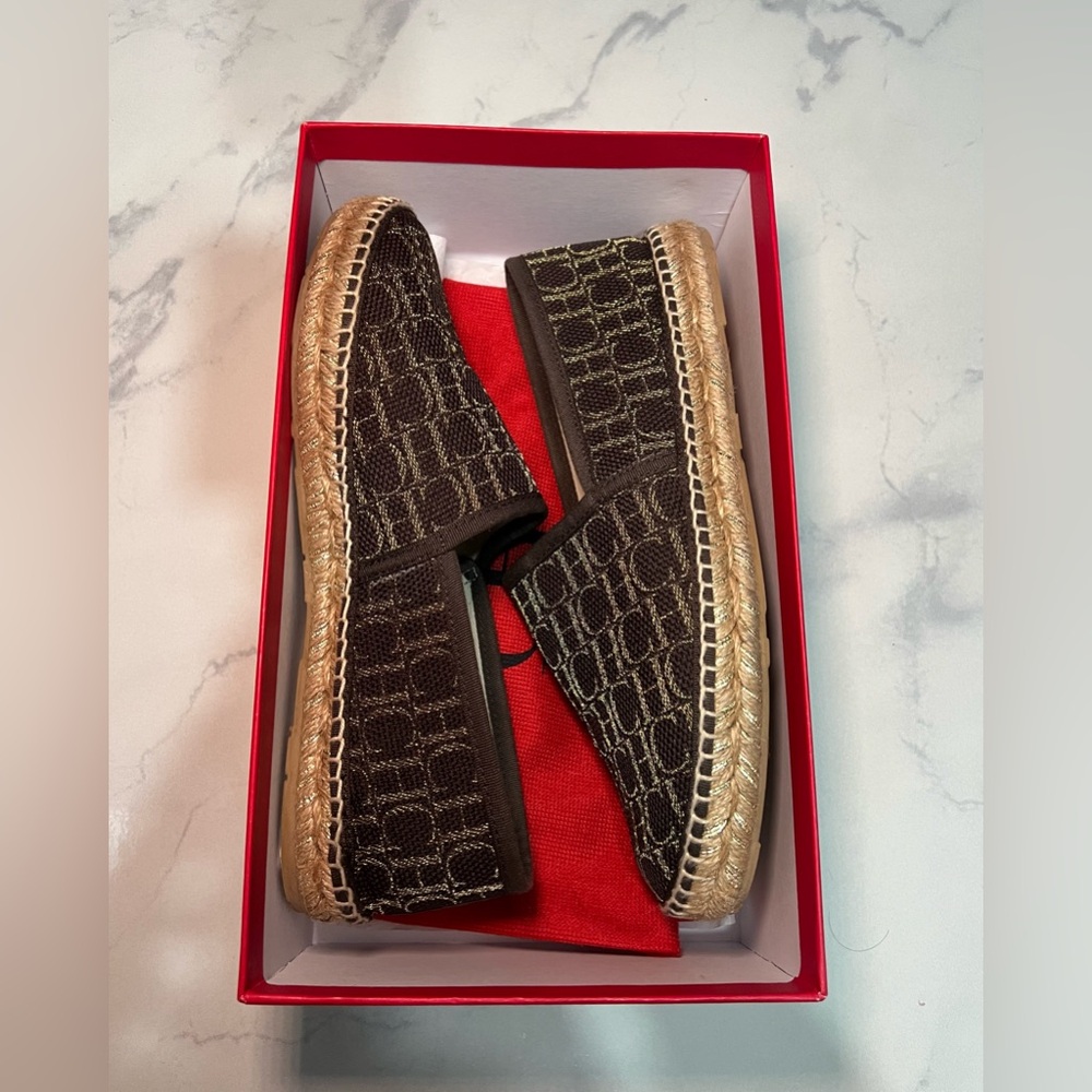 CH Carolina Herrera Brown/Gold Logo Espadrilles 🤎